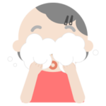 洗顔をする高齢者の女性のイラスト