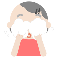洗顔をする高齢者の女性のイラスト