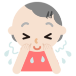泡を洗い流す高齢者の女性のイラスト