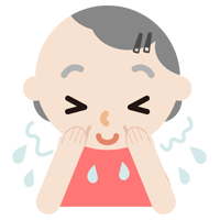 泡を洗い流す高齢者の女性のイラスト