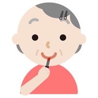 口紅を塗る高齢者の女性のイラスト