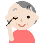 アイシャドウをする高齢者の女性のイラスト