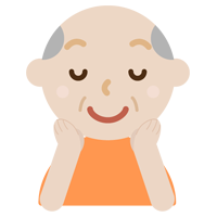 頬に手を当てる高齢者の男性のイラスト