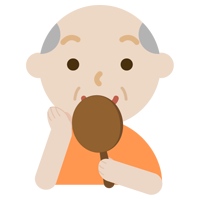 鏡を見る高齢者の男性のイラスト