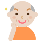 化粧をした高齢者の男性のイラスト（キラキラ）