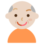 半分お化粧をした高齢者の男性のイラスト