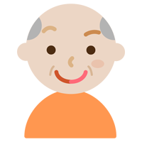 半分お化粧をした高齢者の男性のイラスト