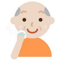 顔に粉をはたく高齢者の男性のイラスト