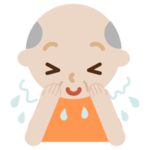 泡を洗い流す高齢者の男性のイラスト