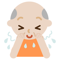 泡を洗い流す高齢者の男性のイラスト