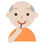口紅を塗る高齢者の男性のイラスト