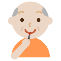 口紅を塗る高齢者の男性のイラスト
