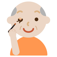 アイシャドウをする高齢者の男性のイラスト