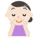 頬に手を当てる中年の女性のイラスト
