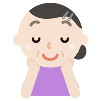 頬に手を当てる中年の女性のイラスト