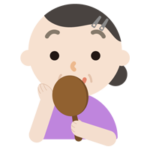 鏡を見る中年の女性のイラスト
