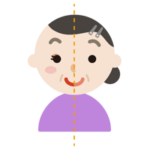 お化粧のビフォーアフター（中年の女性）