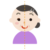 お化粧のビフォーアフター（中年の女性）