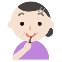 口紅を塗る中年の女性のイラスト