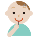 口紅を塗る若い男性のイラスト