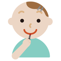 口紅を塗る若い男性のイラスト