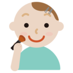 頬紅を塗る若い男性のイラスト