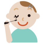 マスカラを塗る若い男性のイラスト