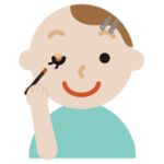 アイシャドウをする男性のイラスト