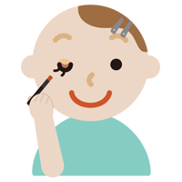アイシャドウをする男性のイラスト