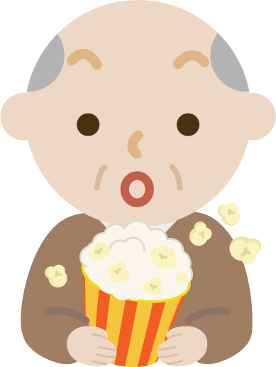 映画を見る高齢者の男性のイラスト2