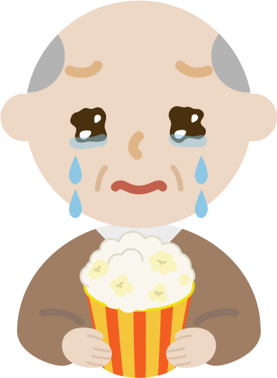 映画を見る高齢者の男性のイラスト3