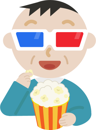 3Dメガネをかけて映画を見る中年の男性のイラスト1