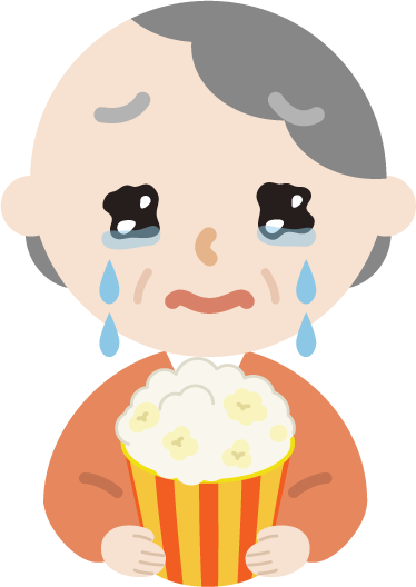 映画を見る高齢者の女性のイラスト3
