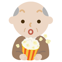 映画を見る高齢者の男性のイラスト2