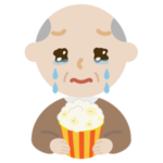 映画を見る高齢者の男性のイラスト3