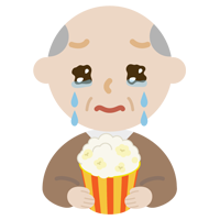 映画を見る高齢者の男性のイラスト3