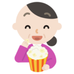 映画を見る中年の女性のイラスト1