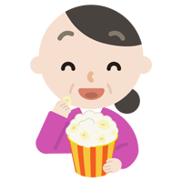 映画を見る中年の女性のイラスト1
