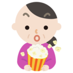 映画を見る中年の女性のイラスト2