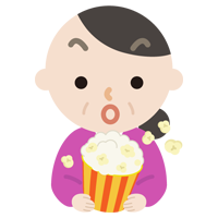 映画を見る中年の女性のイラスト2