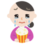 映画を見る中年の女性のイラスト3