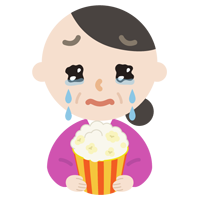 映画を見る中年の女性のイラスト3