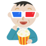 3Dメガネをかけて映画を見る中年の男性のイラスト1