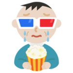 3Dメガネをかけて映画を見る中年の男性のイラスト3