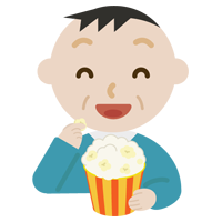 映画を見る中年の男性のイラスト1