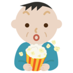 映画を見る中年の男性のイラスト2