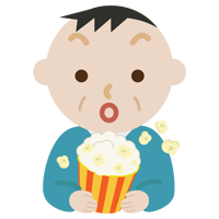 映画を見る中年の男性のイラスト2