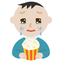 映画を見る中年の男性のイラスト3