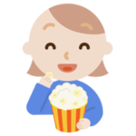 映画を見る若い女性のイラスト1