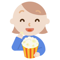 映画を見る若い女性のイラスト1